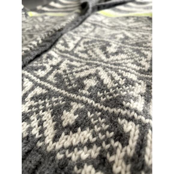 Gap Sz L Shawl Collar Cardigan Sweater Gray Lambswool Nordic Festive Holiday Ski - Picture 6 of 13